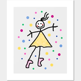 little ballerina with yellow tutu  and dots Posters and Art
